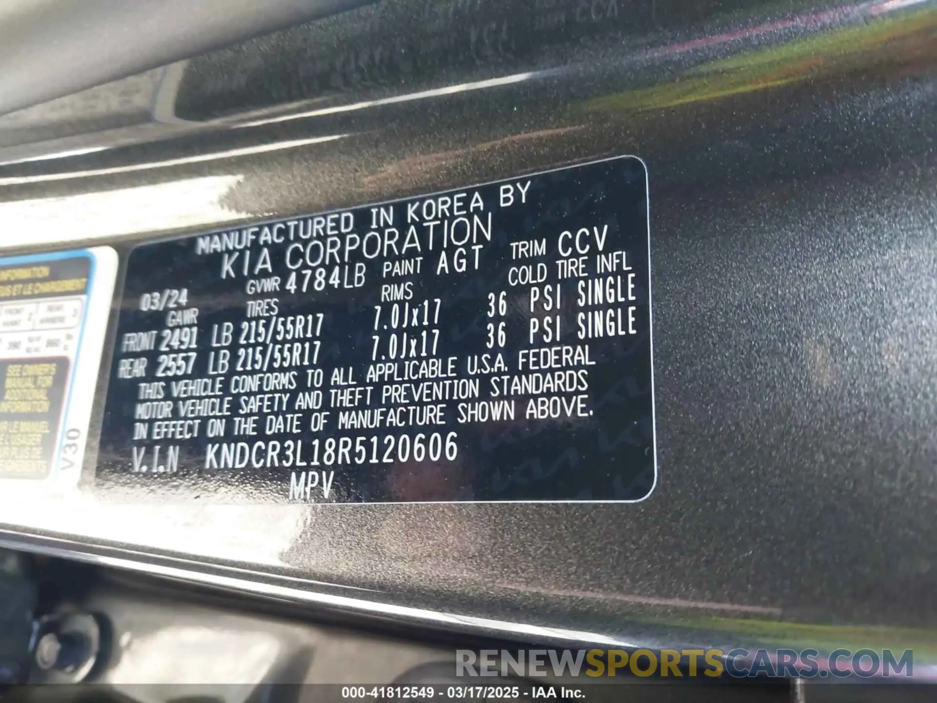 9 Photograph of a damaged car KNDCR3L18R5120606 KIA NIRO EV 2024