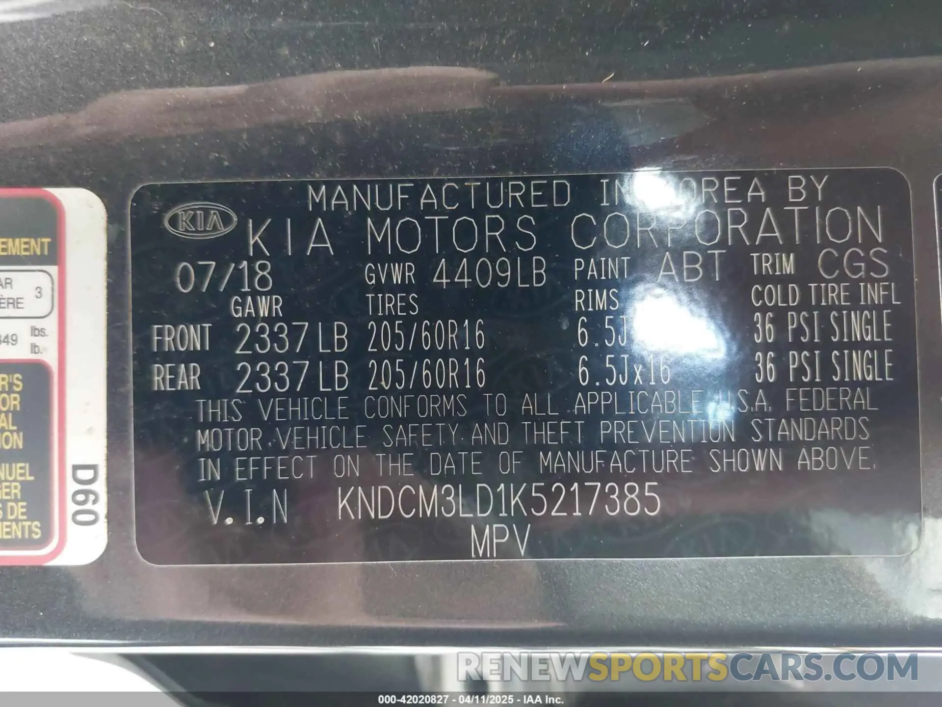 9 Photograph of a damaged car KNDCM3LD1K5217385 KIA NIRO PLUG-IN HYBRID 2019