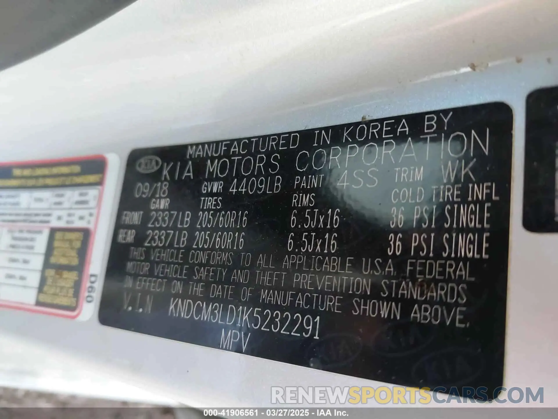 9 Photograph of a damaged car KNDCM3LD1K5232291 KIA NIRO PLUG-IN HYBRID 2019