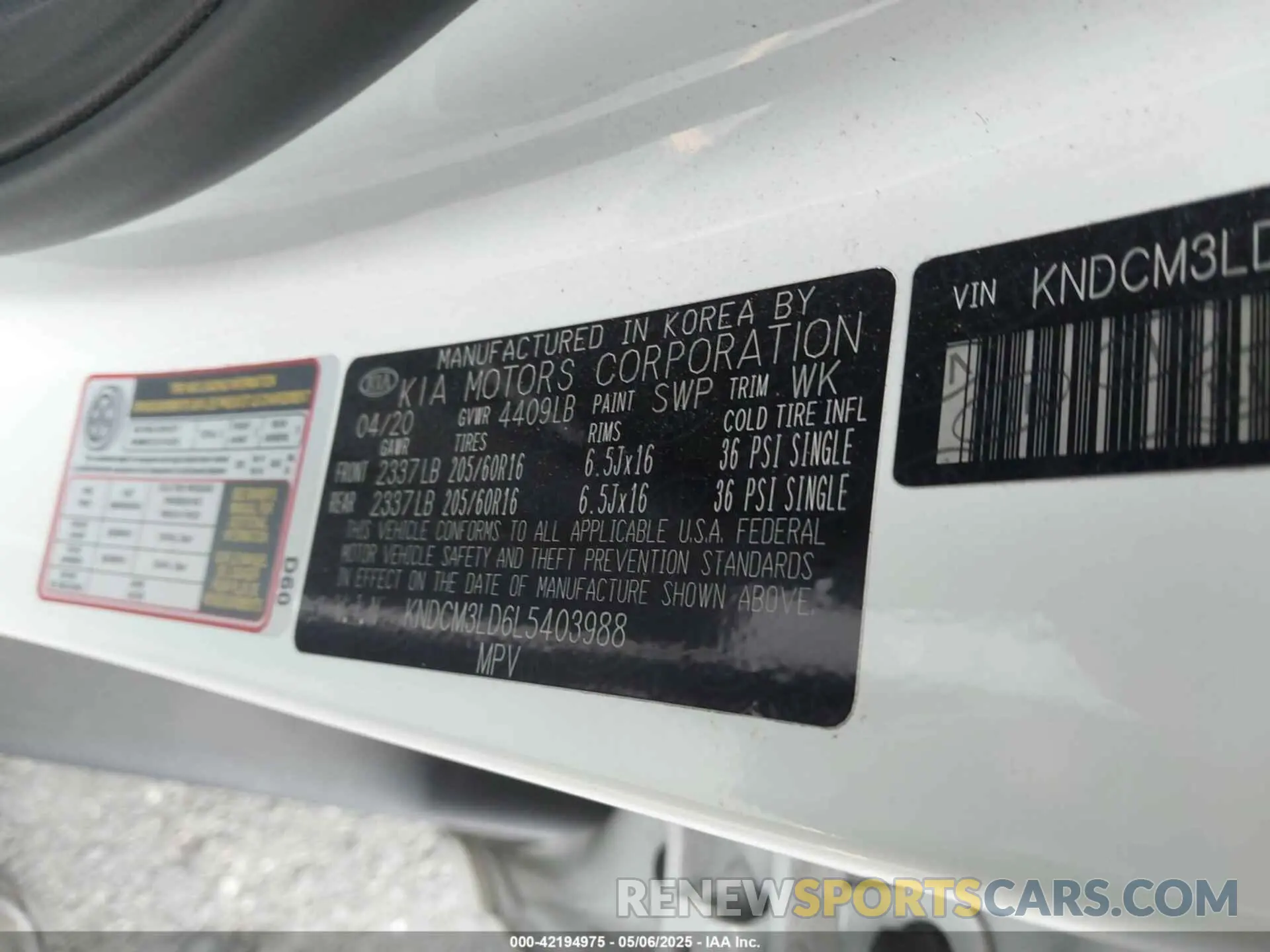9 Photograph of a damaged car KNDCM3LD6L5403988 KIA NIRO PLUG-IN HYBRID 2020