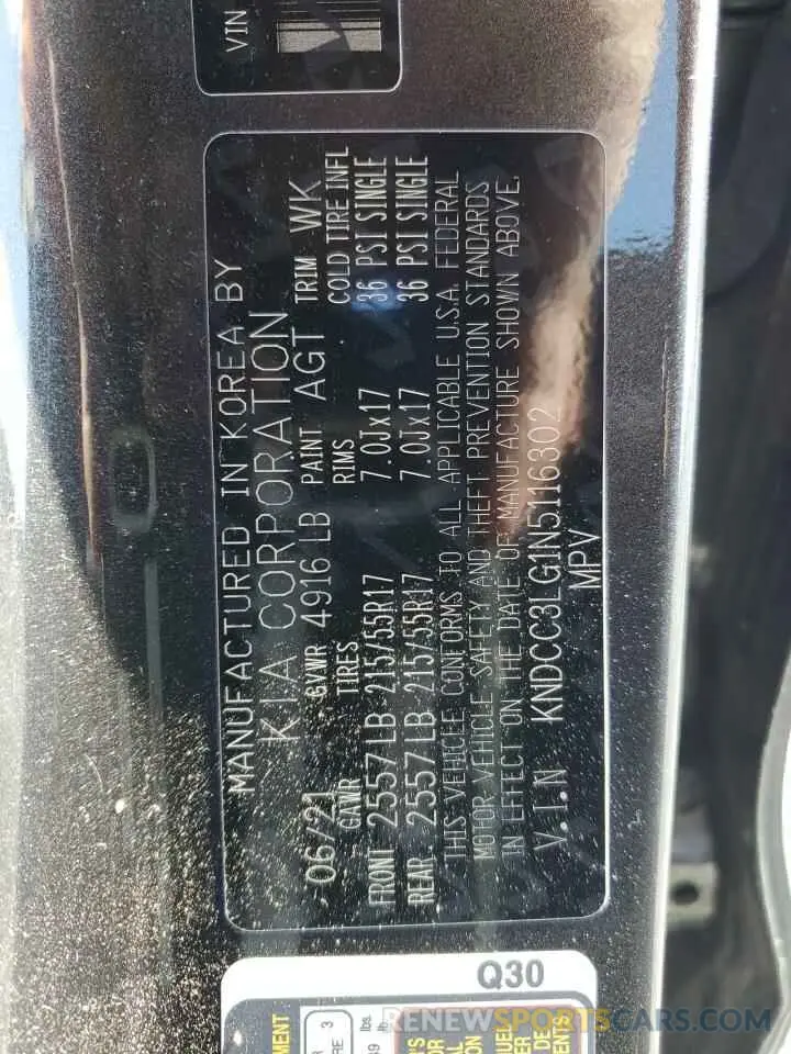 13 Photograph of a damaged car KNDCC3LG1N5116302 KIA NIRO S 2022