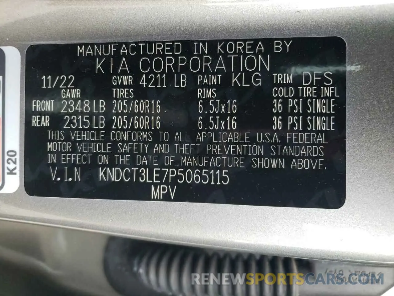 12 Photograph of a damaged car KNDCT3LE7P5065115 KIA NIRO SX 2023