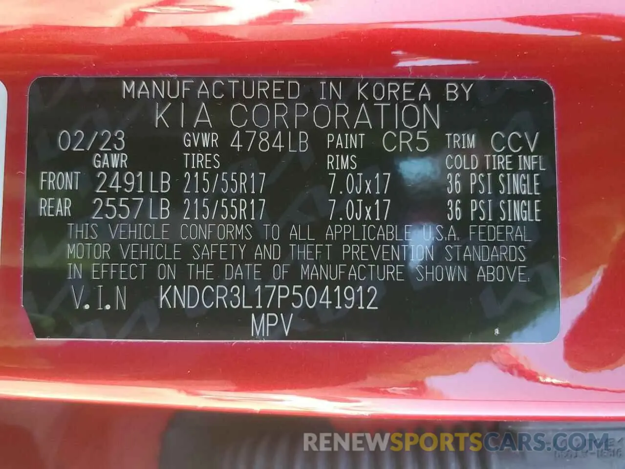 13 Photograph of a damaged car KNDCR3L17P5041912 KIA NIRO WIND 2023