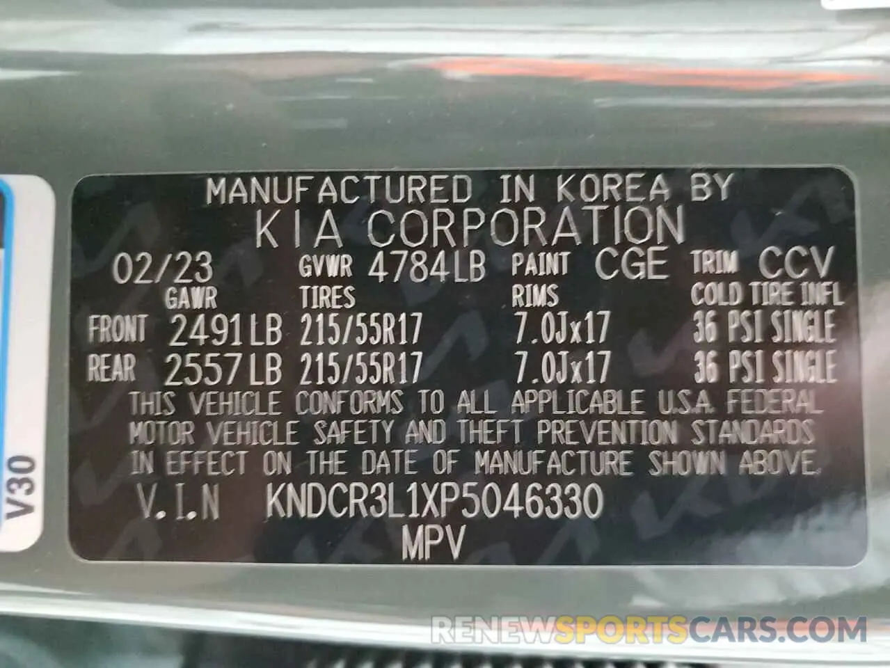 13 Photograph of a damaged car KNDCR3L1XP5046330 KIA NIRO WIND 2023