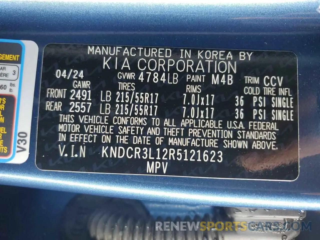 13 Photograph of a damaged car KNDCR3L12R5121623 KIA NIRO WIND 2024