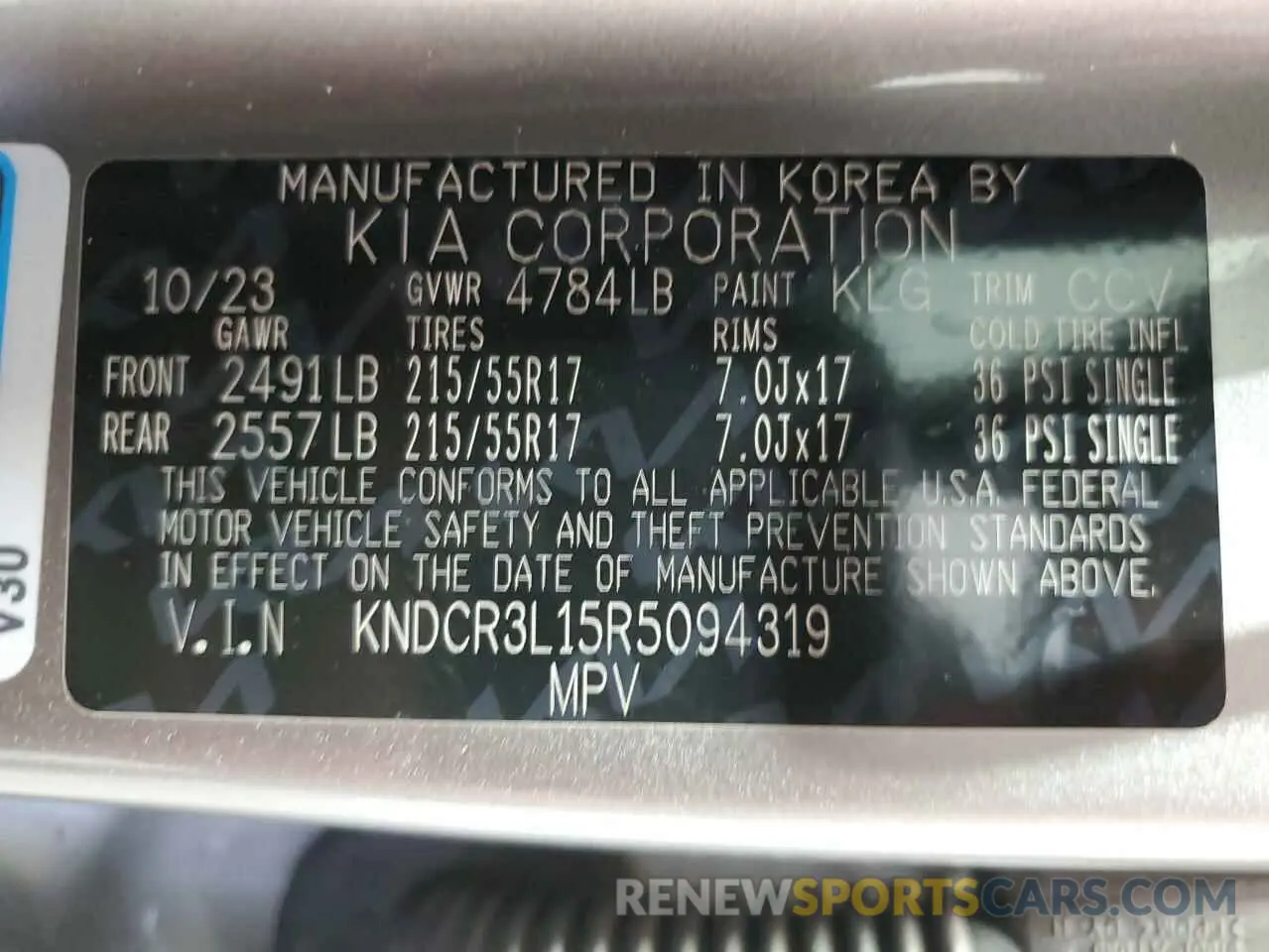 13 Photograph of a damaged car KNDCR3L15R5094319 KIA NIRO WIND 2024