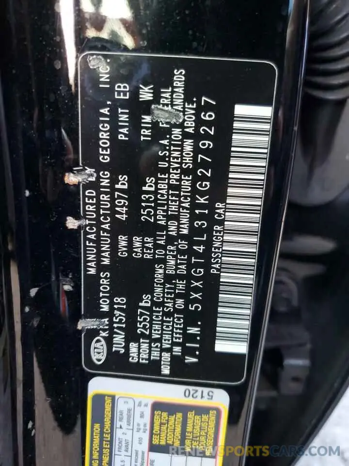 12 Photograph of a damaged car 5XXGT4L31KG279267 KIA OPTIMA 2019