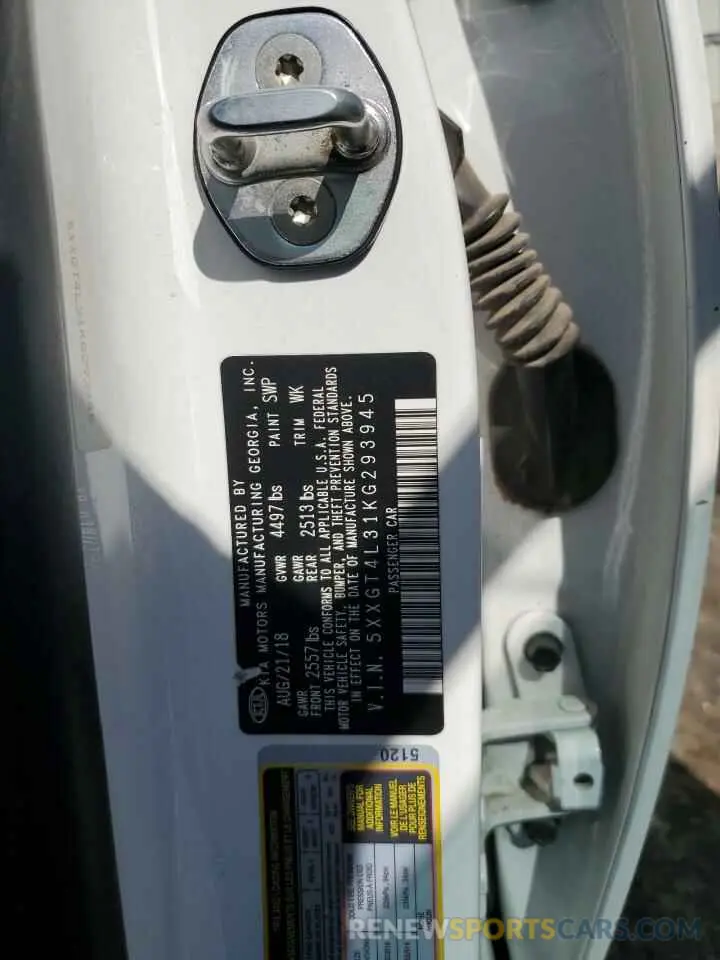 12 Photograph of a damaged car 5XXGT4L31KG293945 KIA OPTIMA 2019