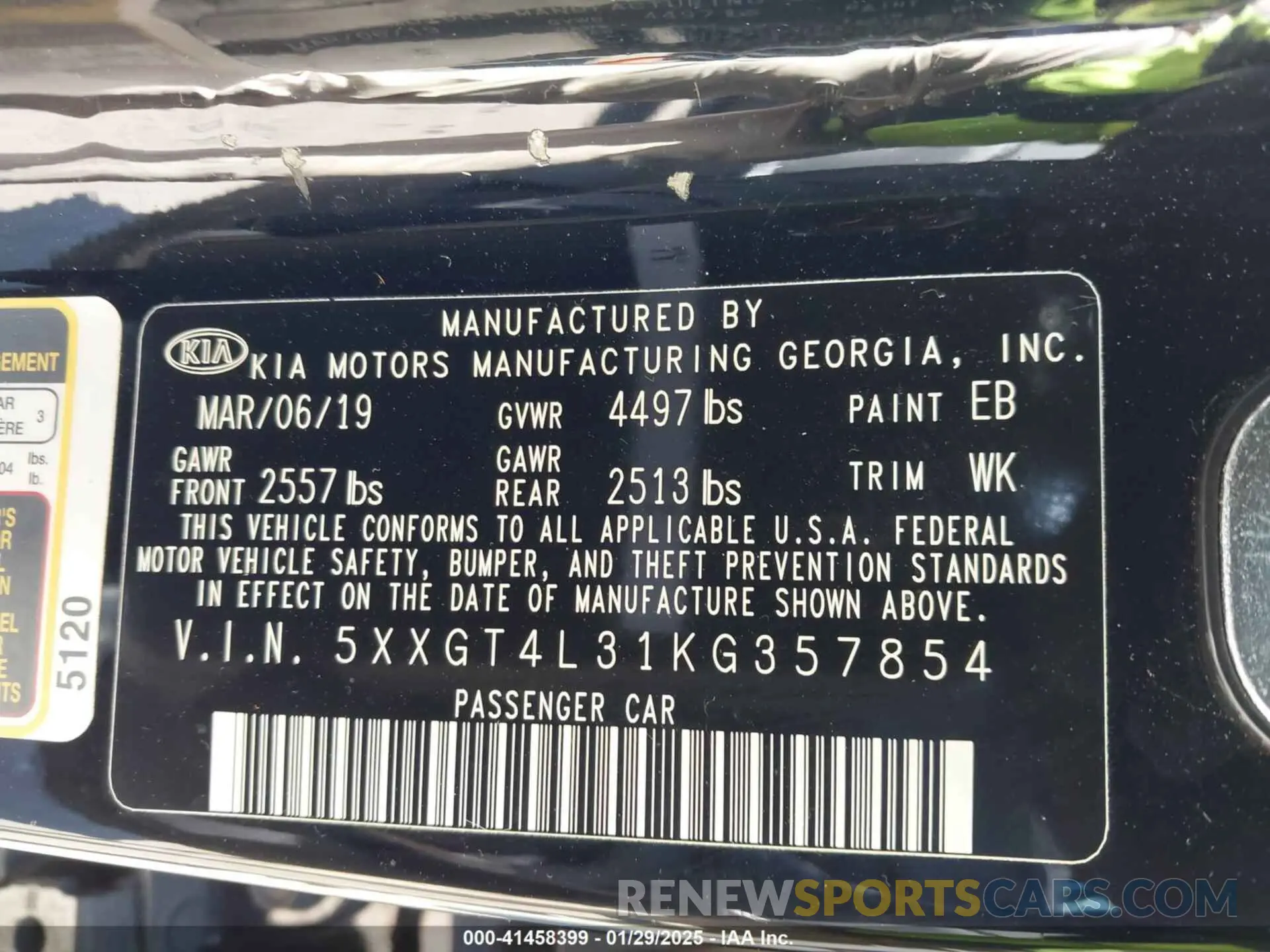9 Photograph of a damaged car 5XXGT4L31KG357854 KIA OPTIMA 2019
