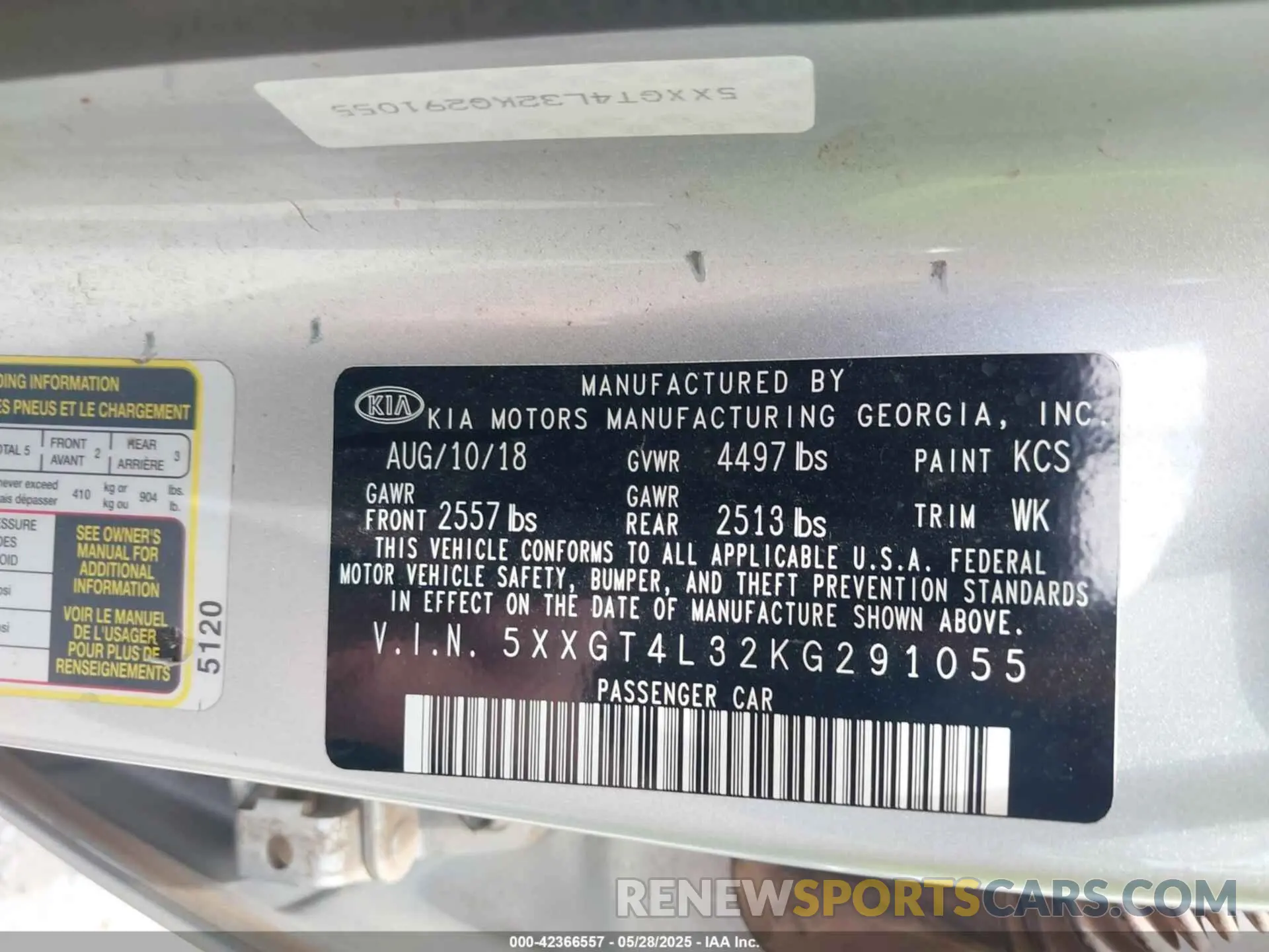 9 Photograph of a damaged car 5XXGT4L32KG291055 KIA OPTIMA 2019