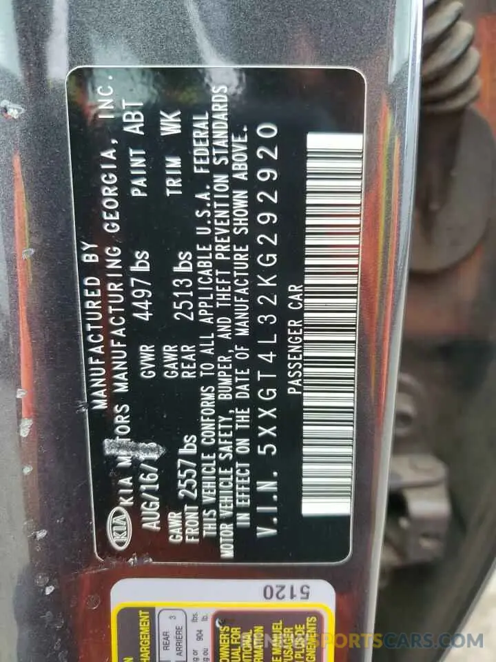 13 Photograph of a damaged car 5XXGT4L32KG292920 KIA OPTIMA 2019