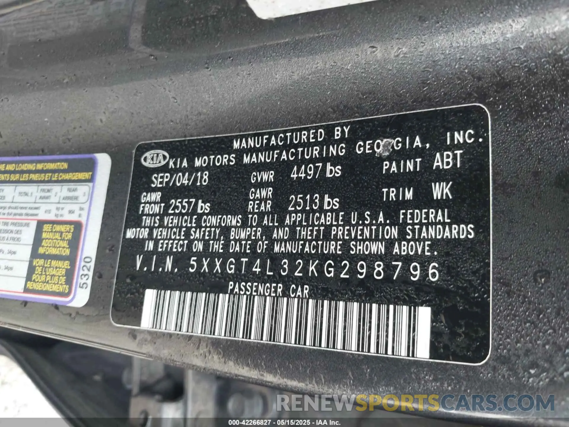 9 Photograph of a damaged car 5XXGT4L32KG298796 KIA OPTIMA 2019