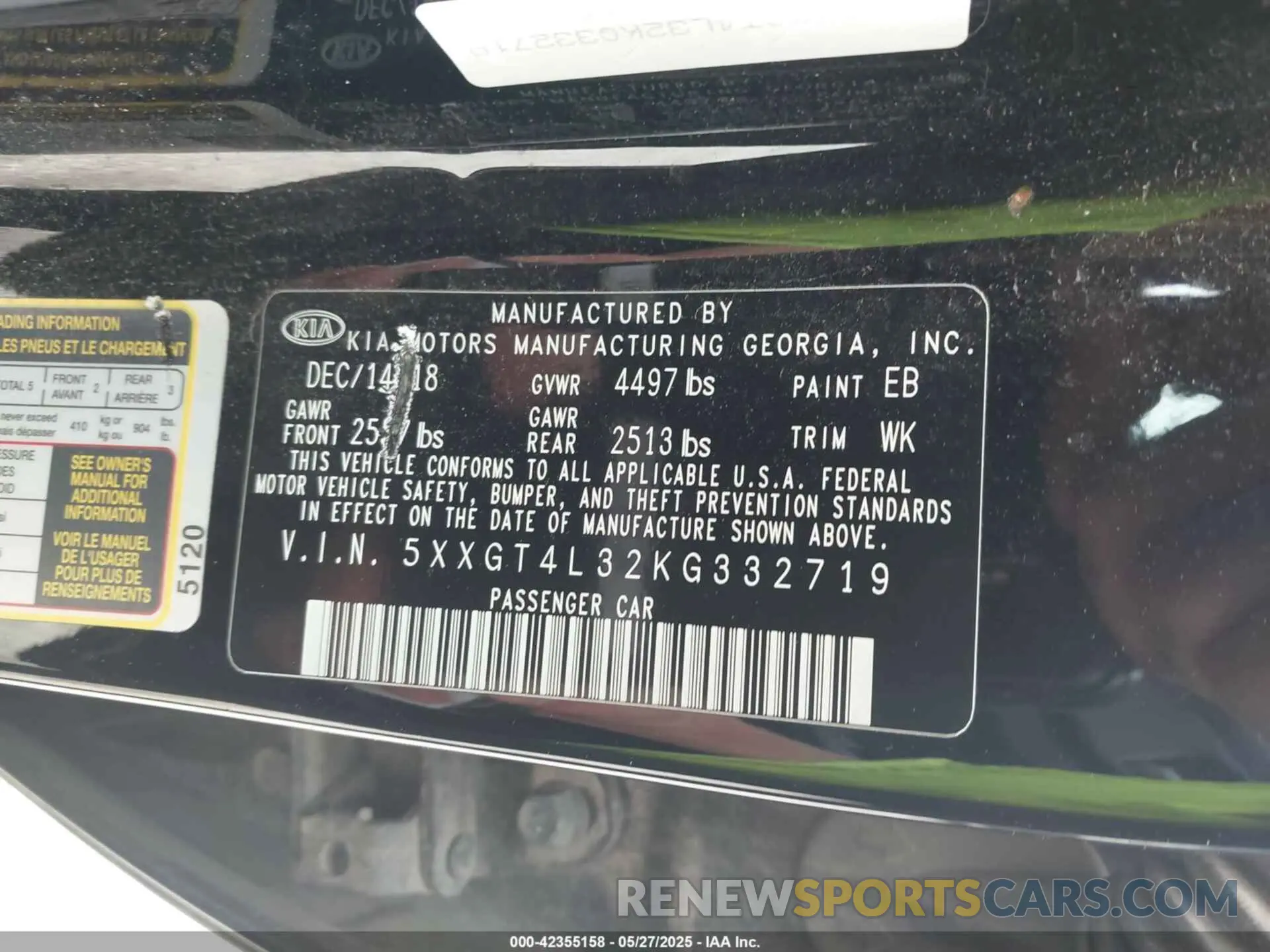 9 Photograph of a damaged car 5XXGT4L32KG332719 KIA OPTIMA 2019