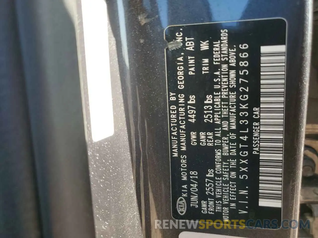 14 Photograph of a damaged car 5XXGT4L33KG275866 KIA OPTIMA 2019