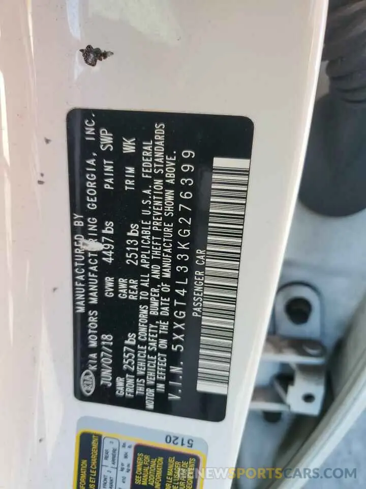 14 Photograph of a damaged car 5XXGT4L33KG276399 KIA OPTIMA 2019