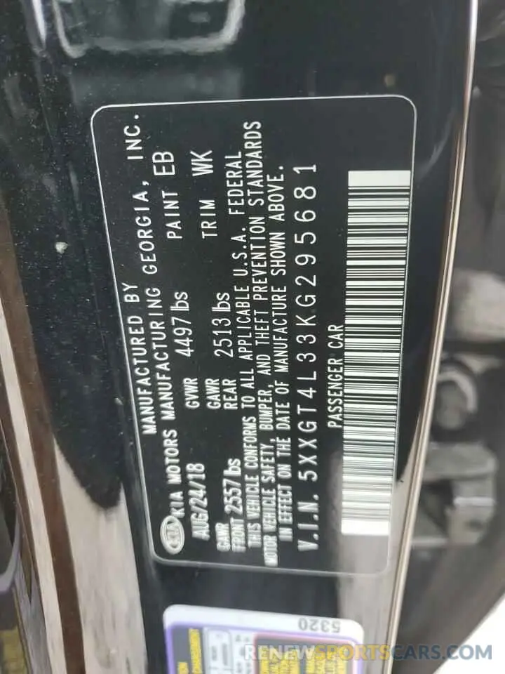 12 Photograph of a damaged car 5XXGT4L33KG295681 KIA OPTIMA 2019