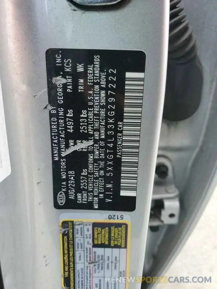 12 Photograph of a damaged car 5XXGT4L33KG297222 KIA OPTIMA 2019