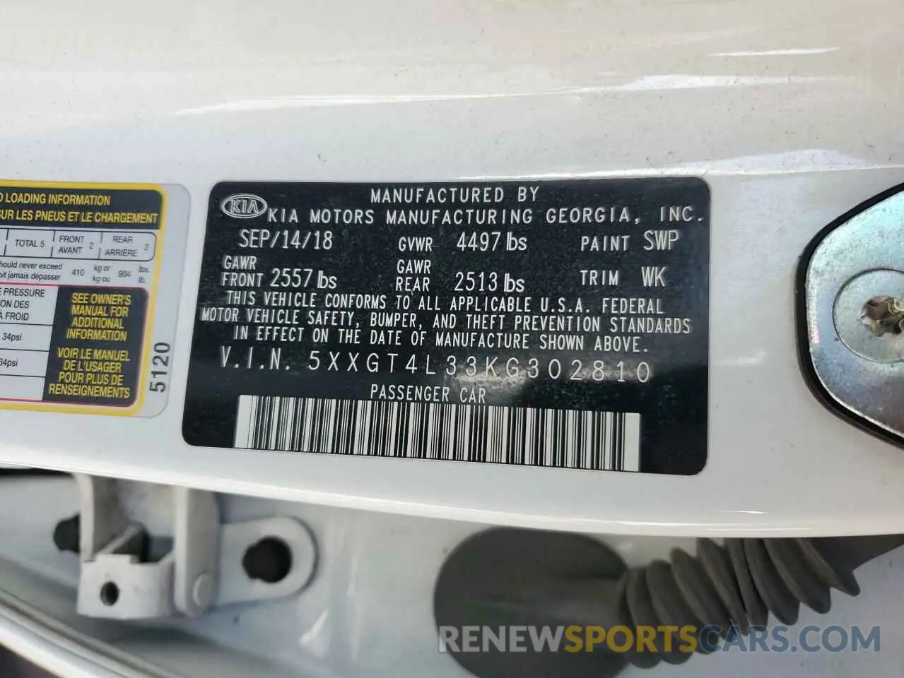 12 Photograph of a damaged car 5XXGT4L33KG302810 KIA OPTIMA 2019