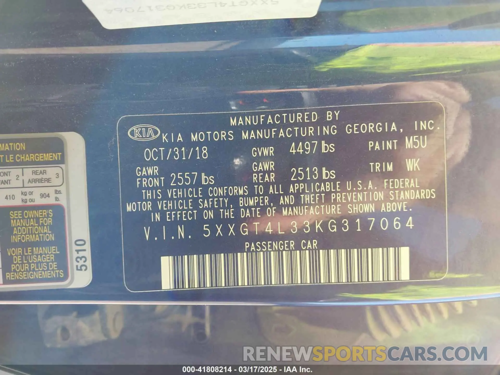 9 Photograph of a damaged car 5XXGT4L33KG317064 KIA OPTIMA 2019