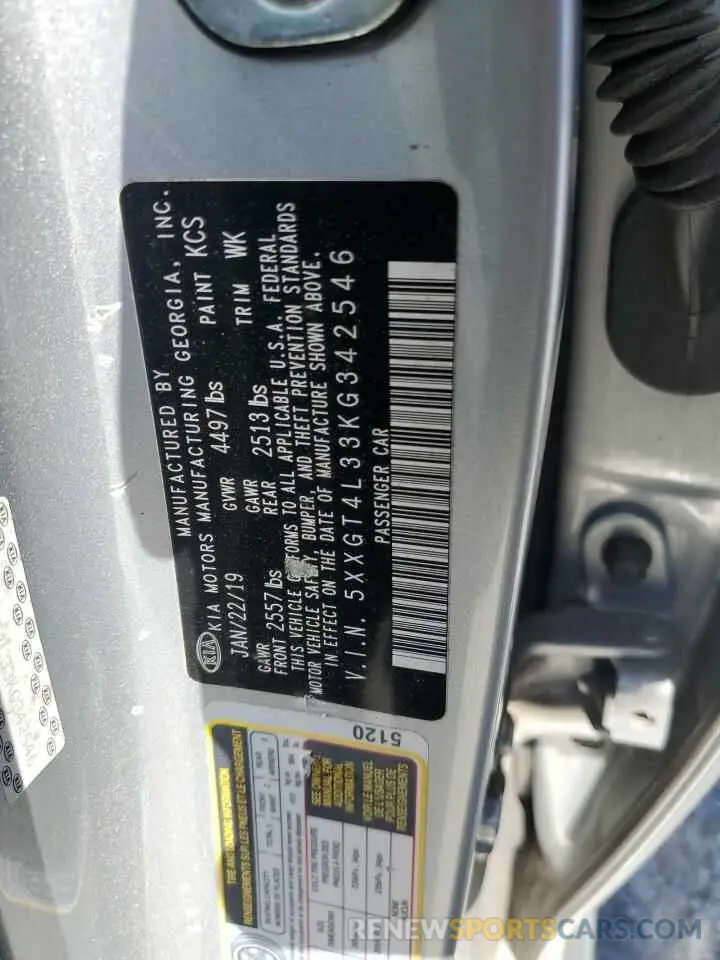 12 Photograph of a damaged car 5XXGT4L33KG342546 KIA OPTIMA 2019