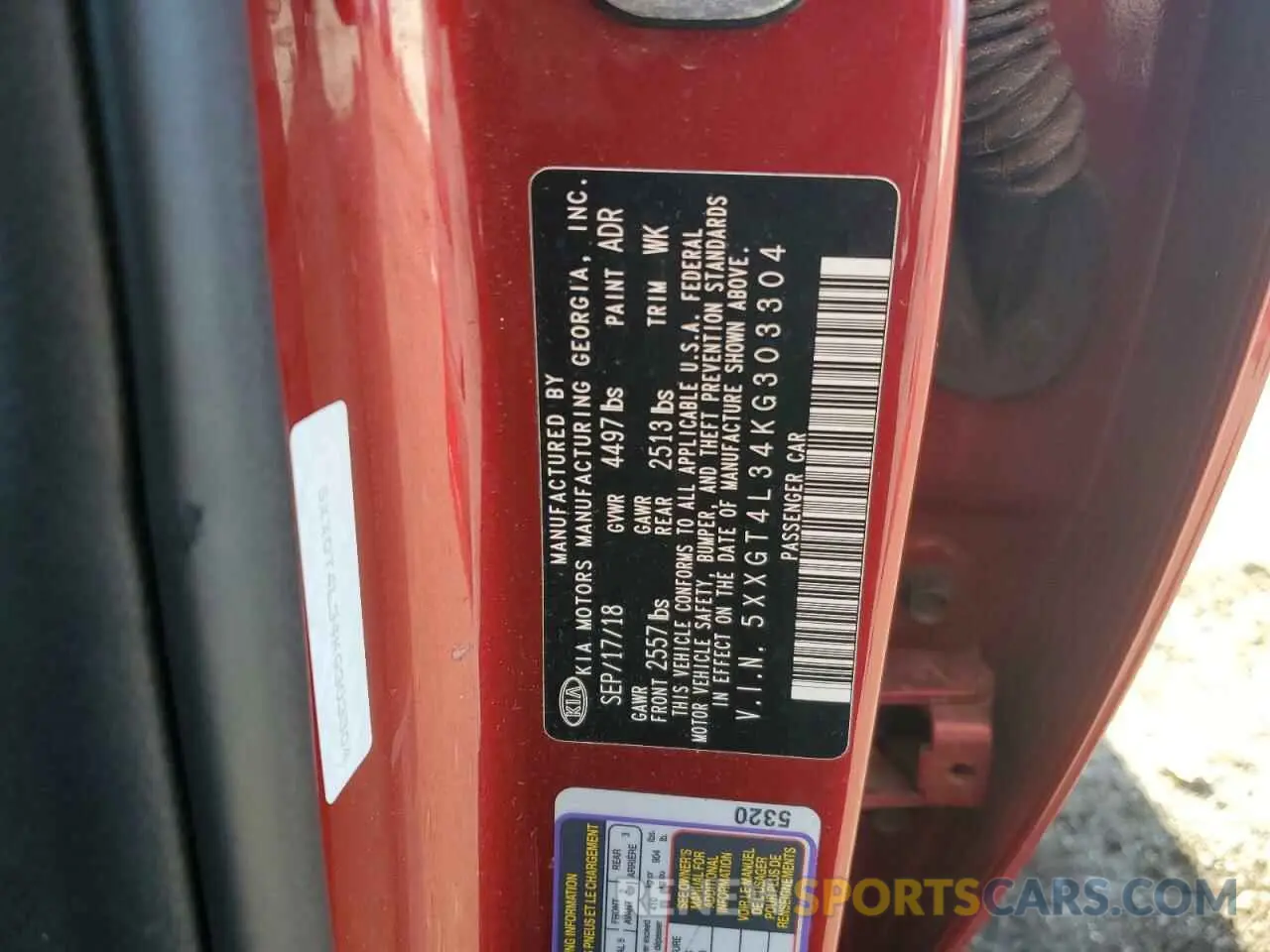12 Photograph of a damaged car 5XXGT4L34KG303304 KIA OPTIMA 2019
