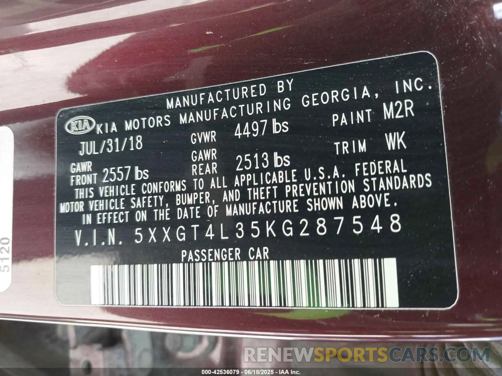 9 Photograph of a damaged car 5XXGT4L35KG287548 KIA OPTIMA 2019