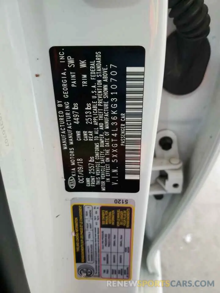12 Photograph of a damaged car 5XXGT4L36KG310707 KIA OPTIMA 2019