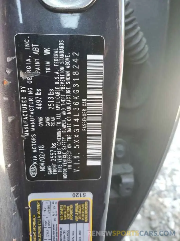 12 Photograph of a damaged car 5XXGT4L36KG318242 KIA OPTIMA 2019