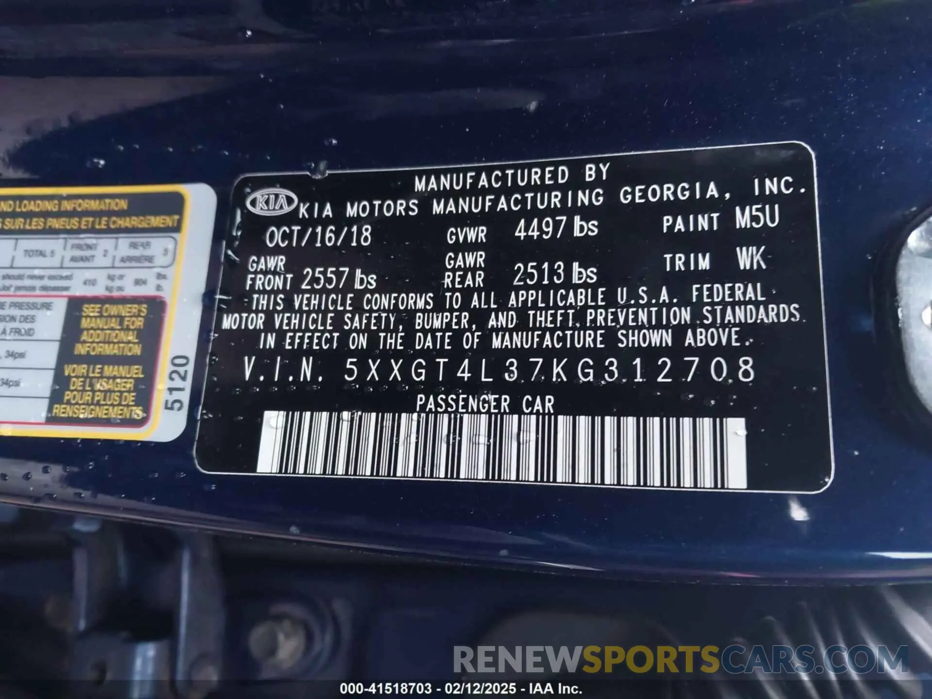 9 Photograph of a damaged car 5XXGT4L37KG312708 KIA OPTIMA 2019