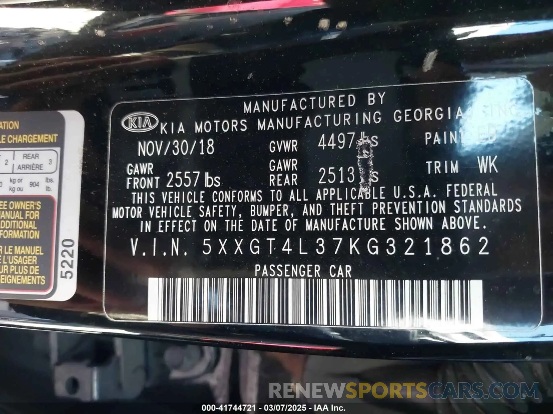 9 Photograph of a damaged car 5XXGT4L37KG321862 KIA OPTIMA 2019