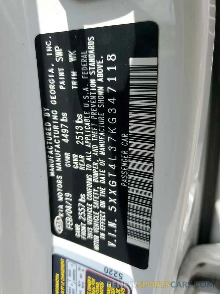12 Photograph of a damaged car 5XXGT4L37KG347118 KIA OPTIMA 2019