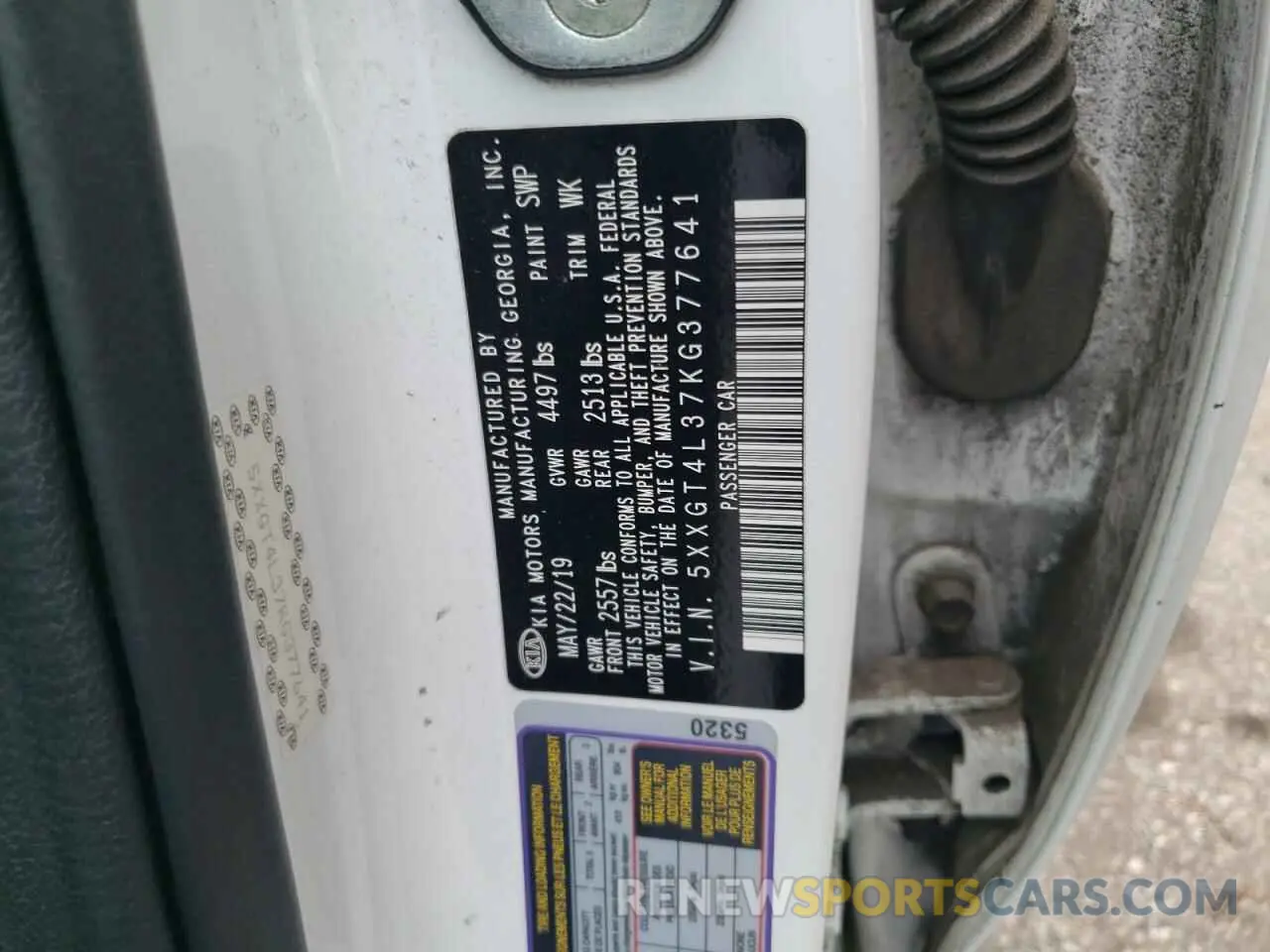12 Photograph of a damaged car 5XXGT4L37KG377641 KIA OPTIMA 2019