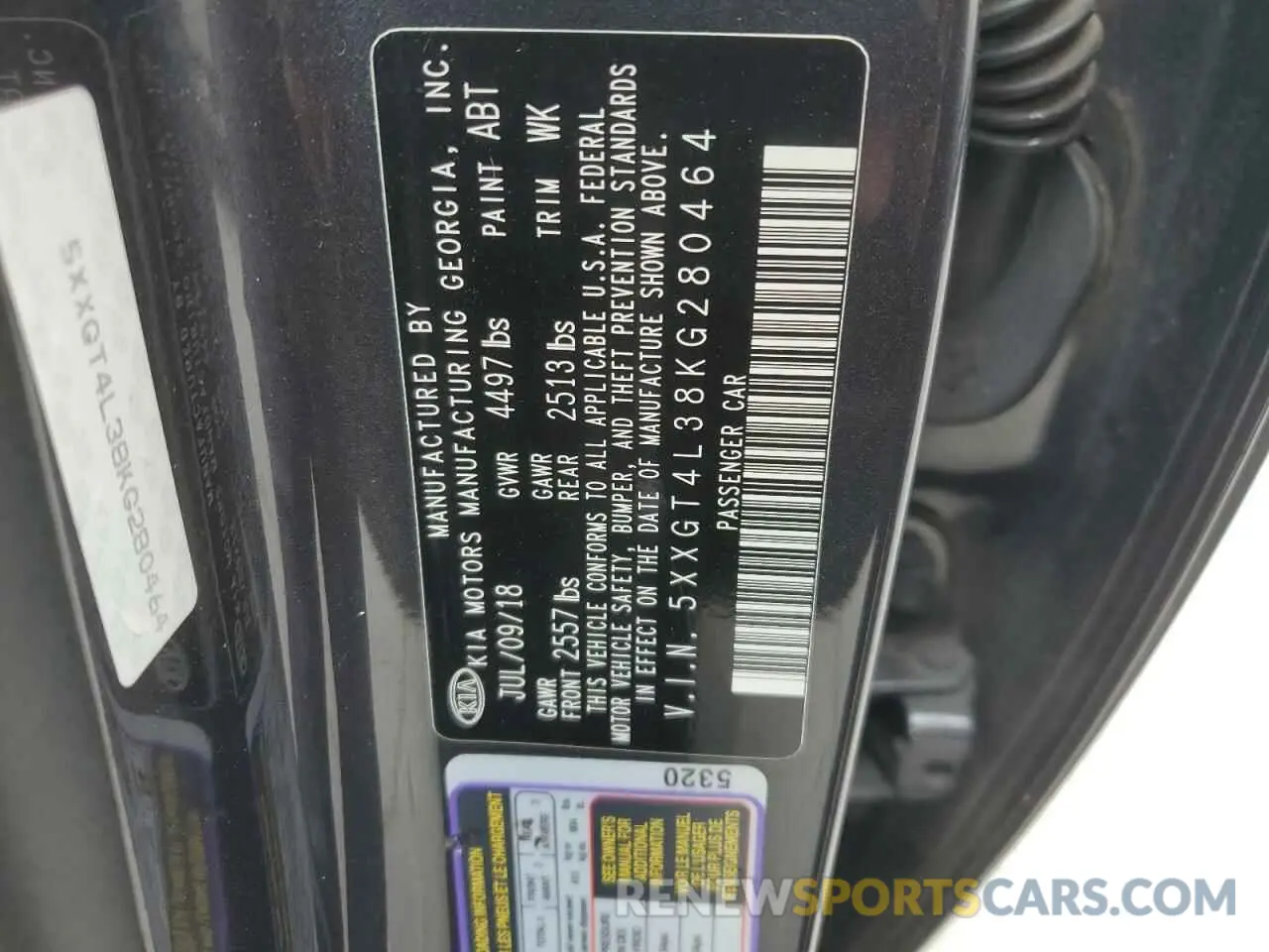 12 Photograph of a damaged car 5XXGT4L38KG280464 KIA OPTIMA 2019