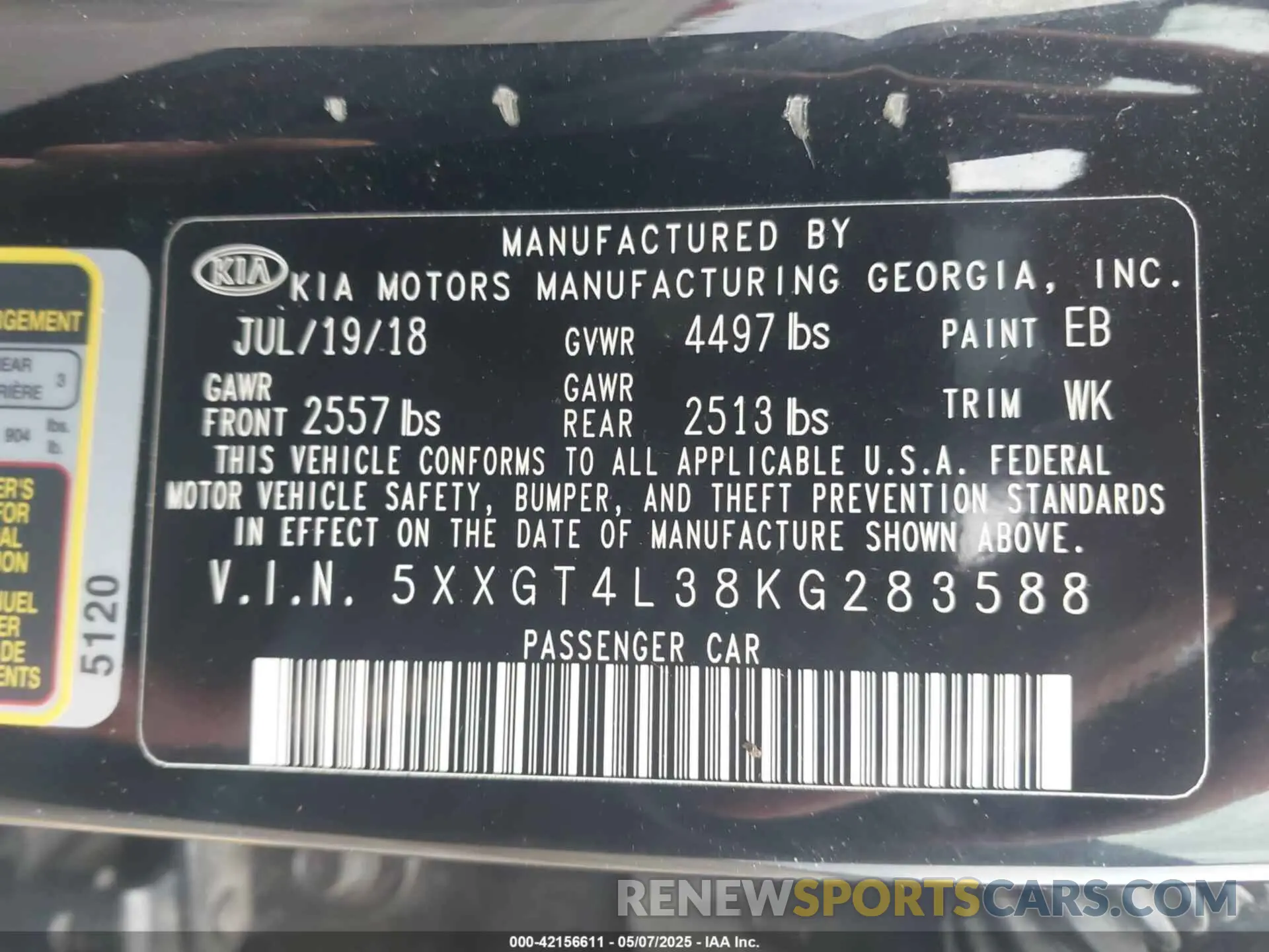 9 Photograph of a damaged car 5XXGT4L38KG283588 KIA OPTIMA 2019