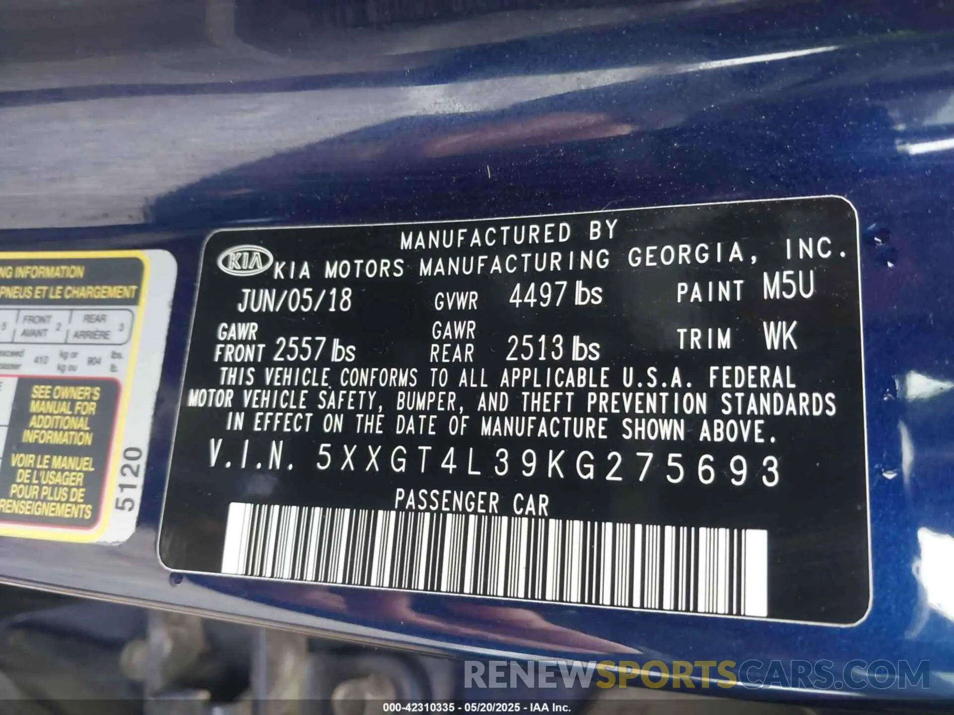 9 Photograph of a damaged car 5XXGT4L39KG275693 KIA OPTIMA 2019