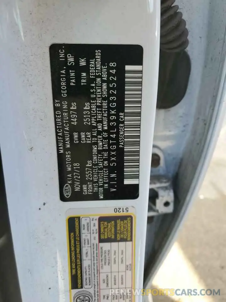 14 Photograph of a damaged car 5XXGT4L39KG325248 KIA OPTIMA 2019
