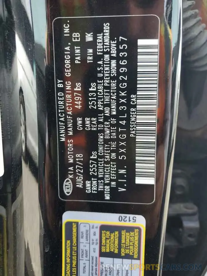 12 Photograph of a damaged car 5XXGT4L3XKG296357 KIA OPTIMA 2019