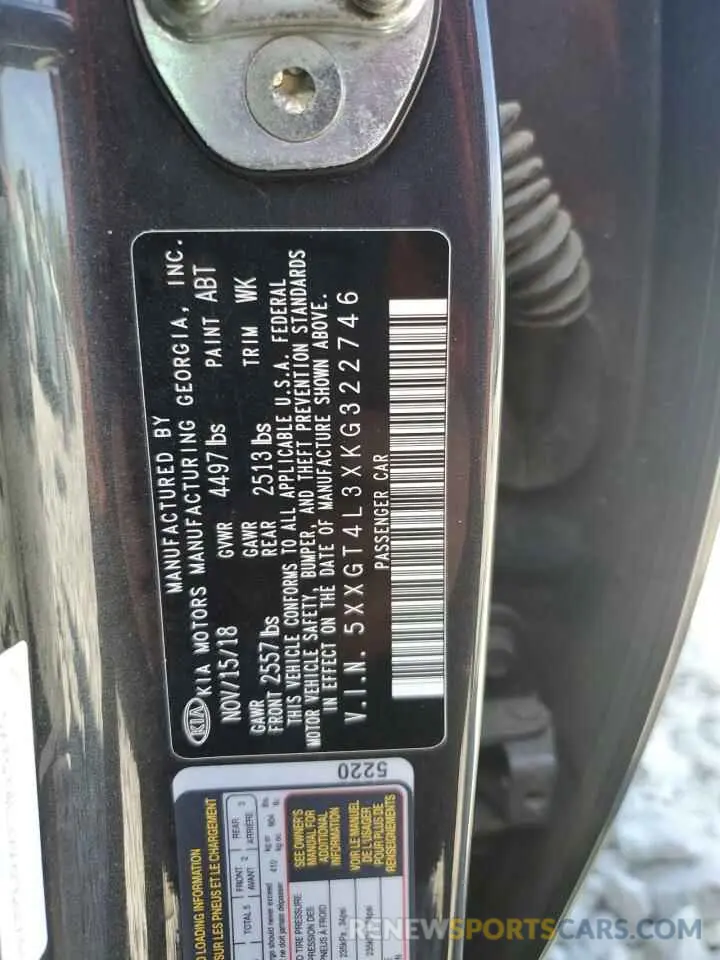 12 Photograph of a damaged car 5XXGT4L3XKG322746 KIA OPTIMA 2019