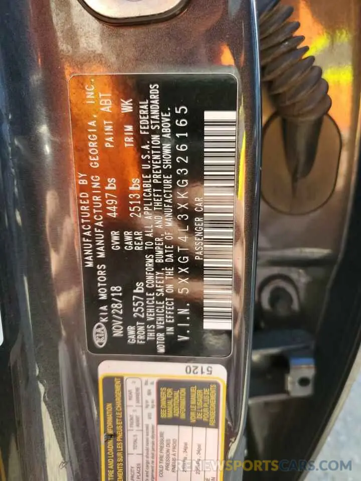 14 Photograph of a damaged car 5XXGT4L3XKG326165 KIA OPTIMA 2019