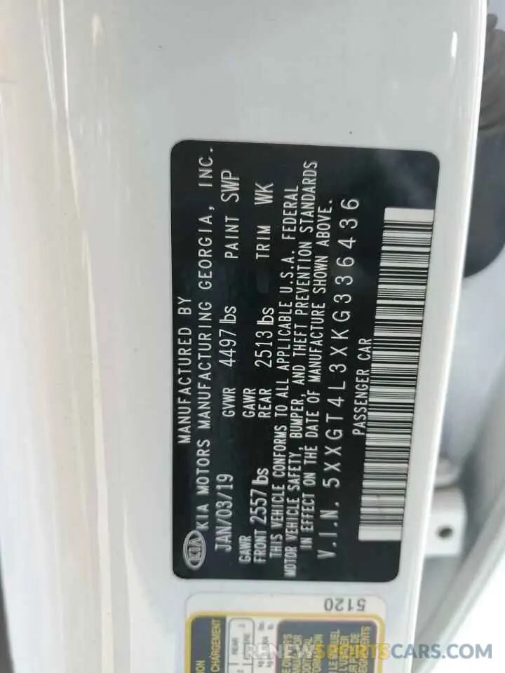 12 Photograph of a damaged car 5XXGT4L3XKG336436 KIA OPTIMA 2019