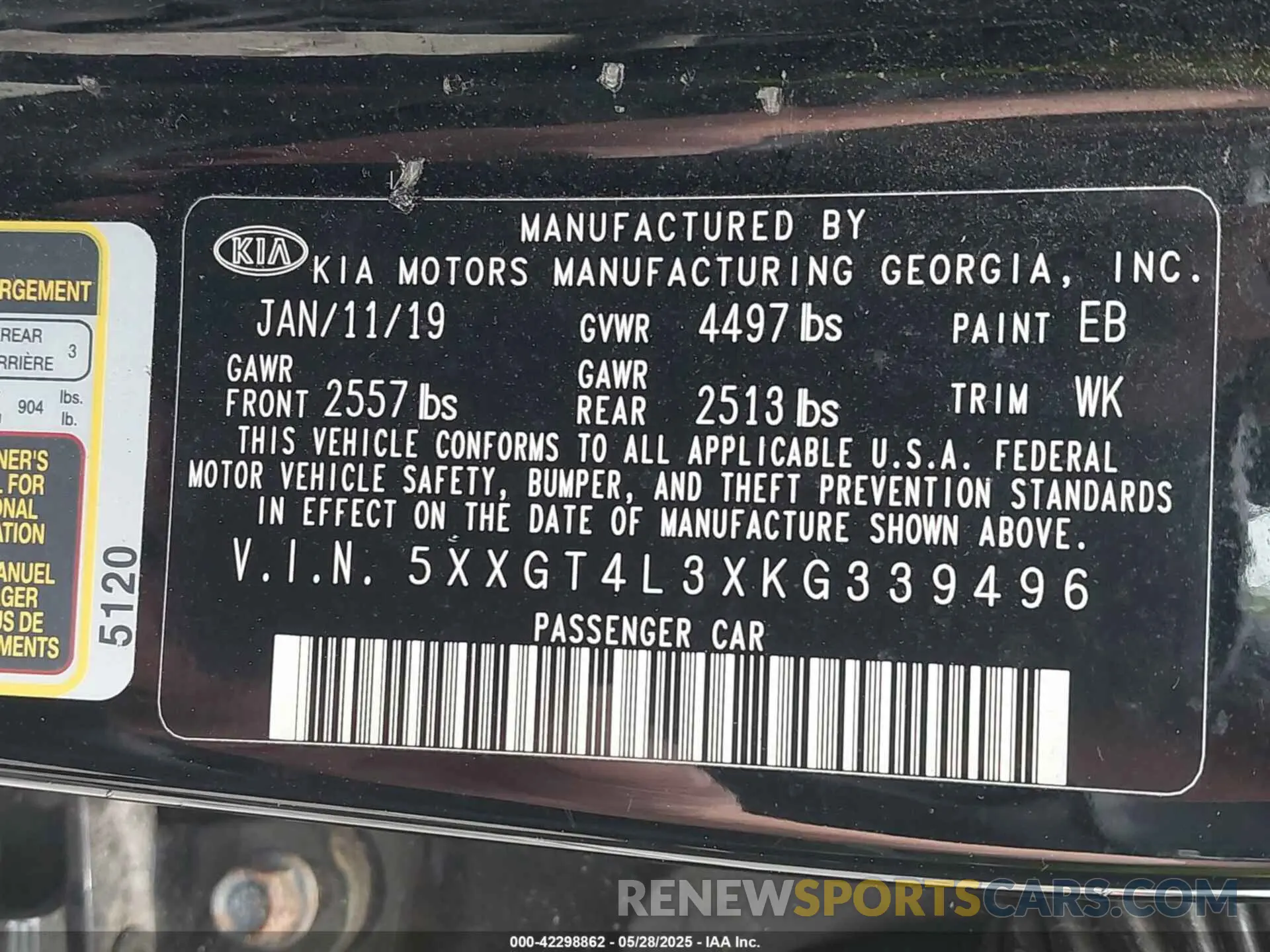 9 Photograph of a damaged car 5XXGT4L3XKG339496 KIA OPTIMA 2019