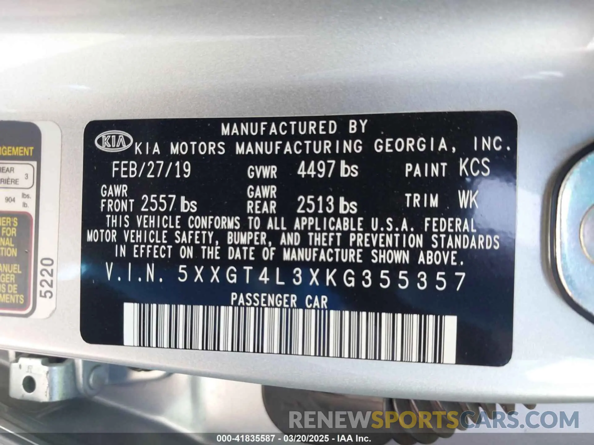 9 Photograph of a damaged car 5XXGT4L3XKG355357 KIA OPTIMA 2019