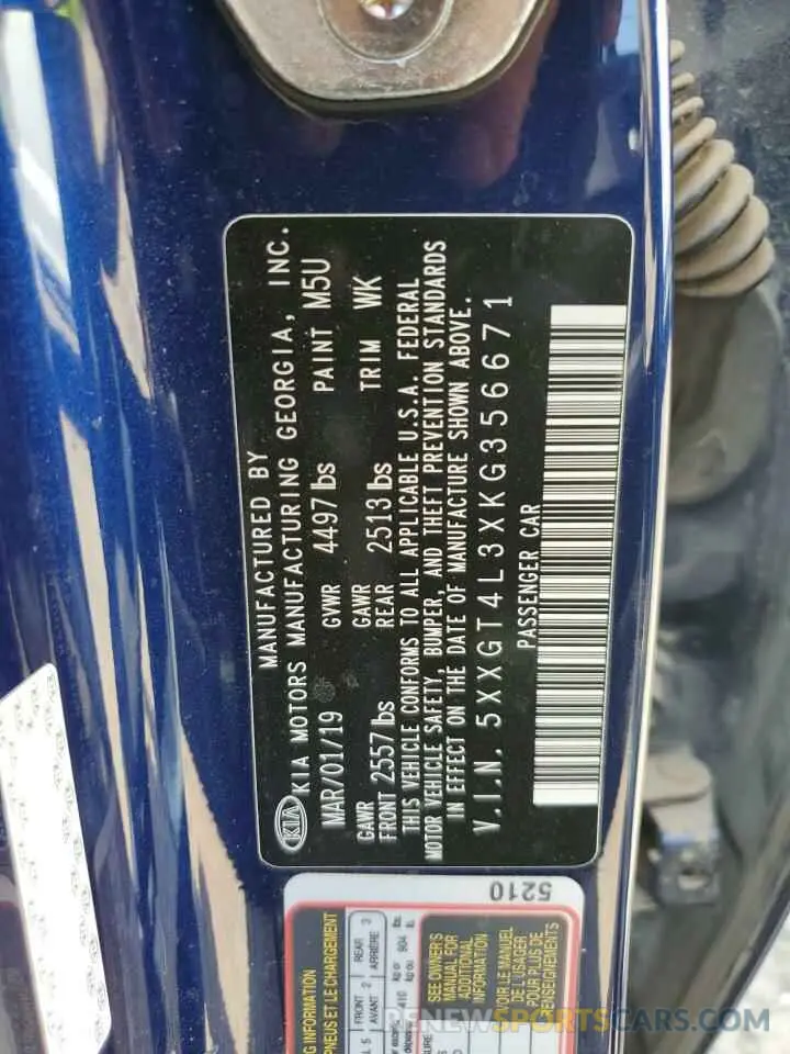 13 Photograph of a damaged car 5XXGT4L3XKG356671 KIA OPTIMA 2019