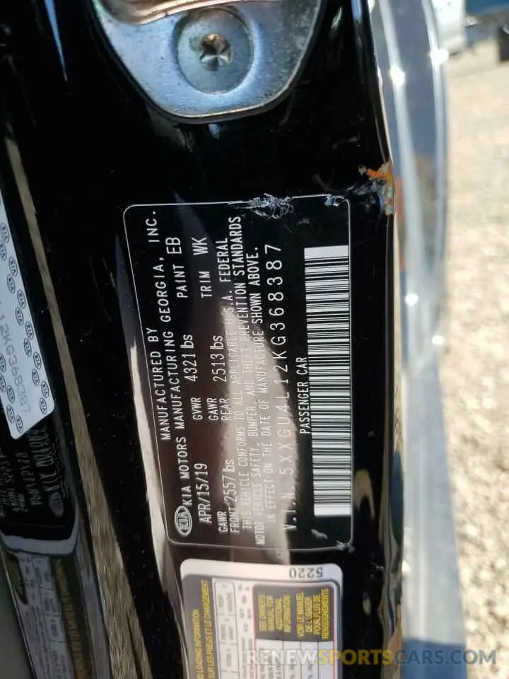 13 Photograph of a damaged car 5XXGU4L12KG368387 KIA OPTIMA 2019