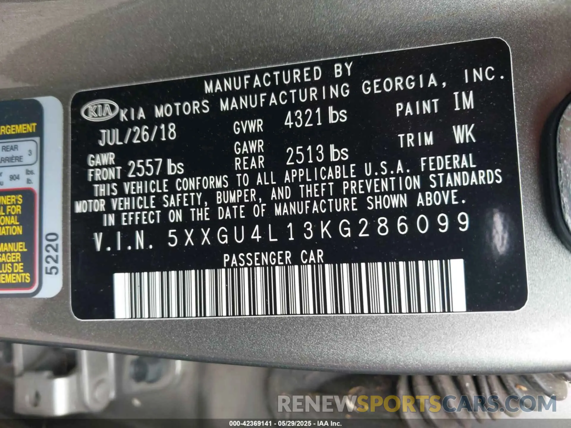 9 Photograph of a damaged car 5XXGU4L13KG286099 KIA OPTIMA 2019