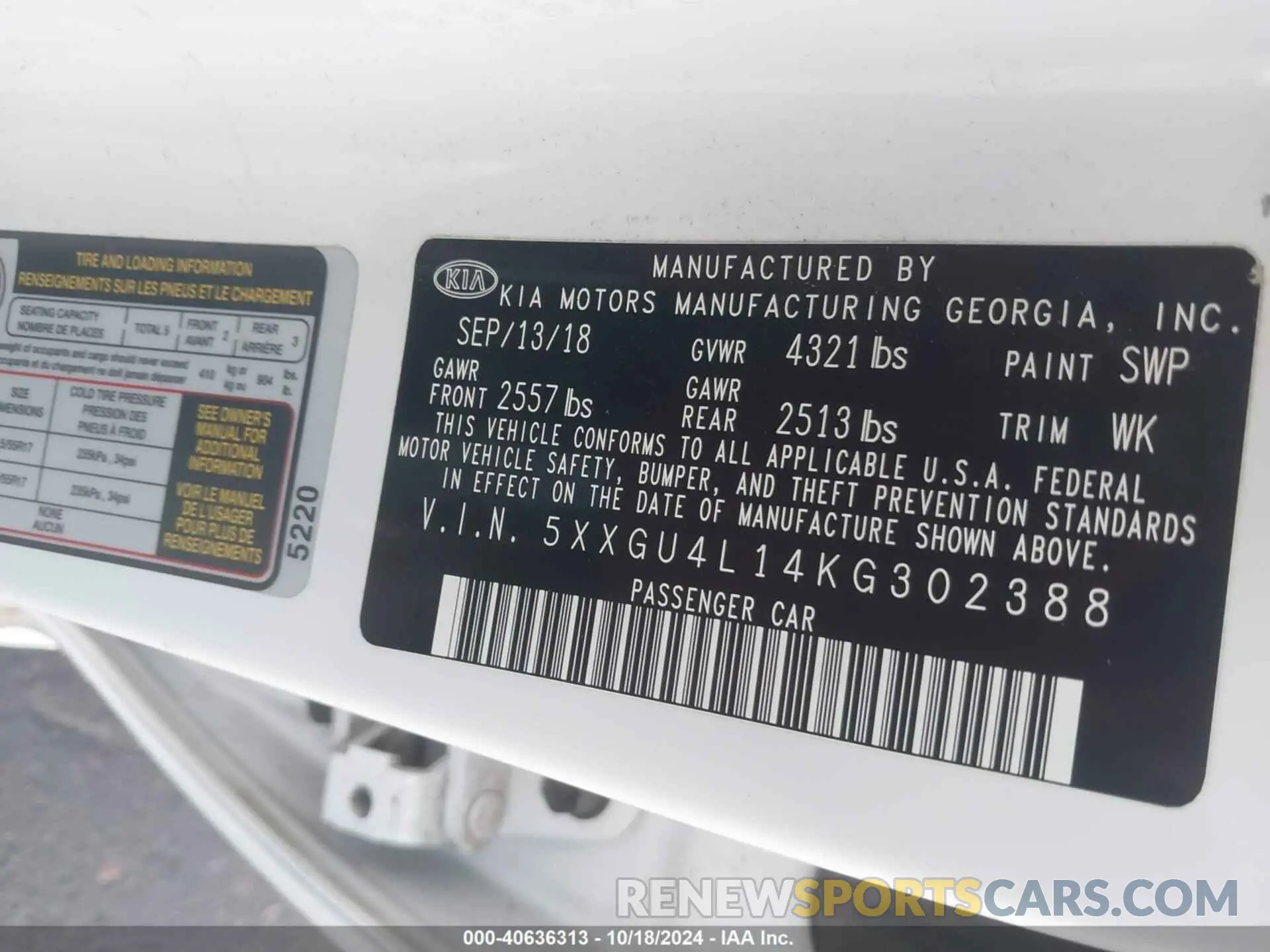 9 Photograph of a damaged car 5XXGU4L14KG302388 KIA OPTIMA 2019