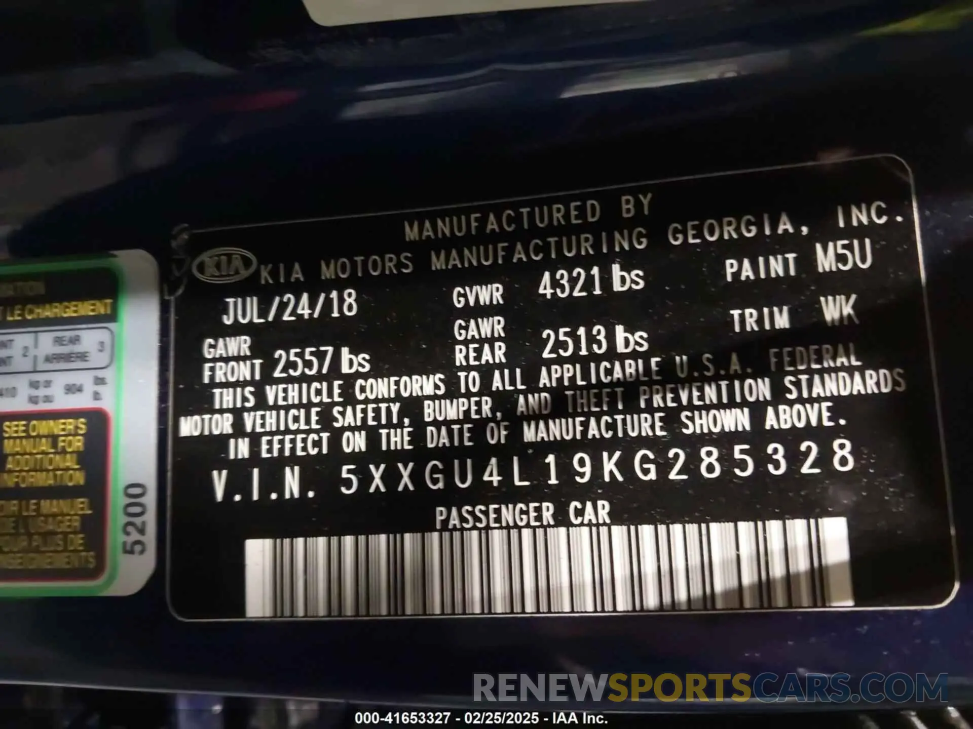 9 Photograph of a damaged car 5XXGU4L19KG285328 KIA OPTIMA 2019
