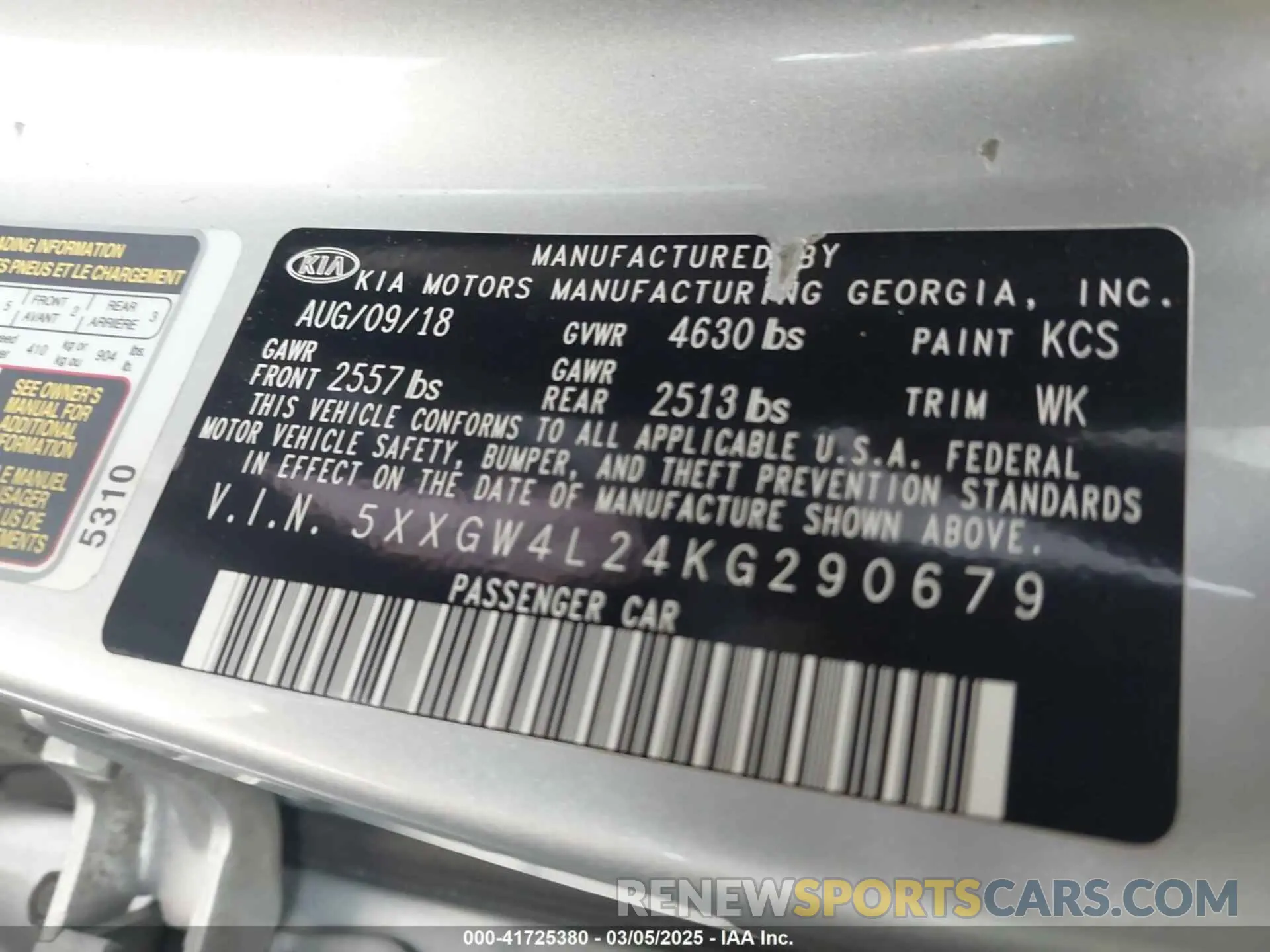 9 Photograph of a damaged car 5XXGW4L24KG290679 KIA OPTIMA 2019