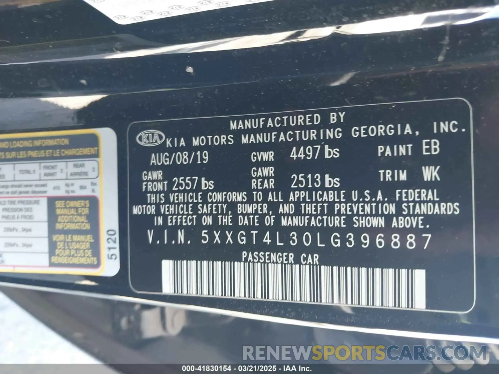 9 Photograph of a damaged car 5XXGT4L30LG396887 KIA OPTIMA 2020