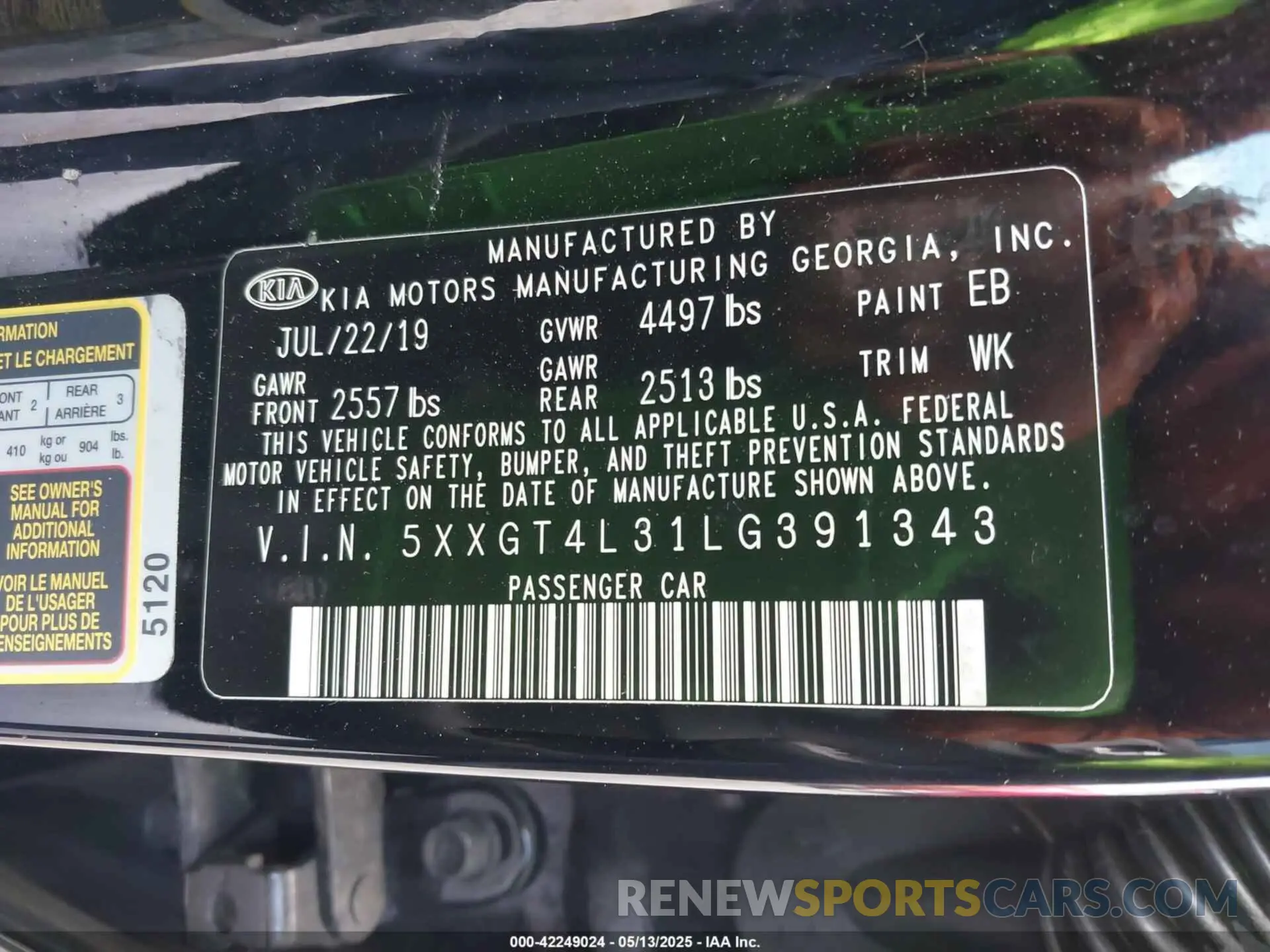 9 Photograph of a damaged car 5XXGT4L31LG391343 KIA OPTIMA 2020